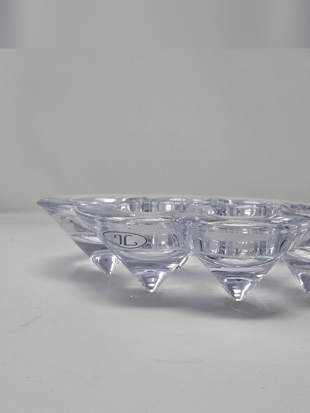 JL JOHN LEWIS Crystal 6 Point Tea Light Votive Candle Holder Vintage with Label - Picture 2 of 6